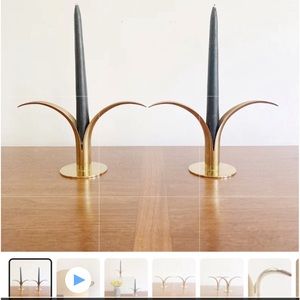 Ystad Swedish MCM brass metal candle holders